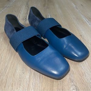 M.Gemi Womens 42 Italian Leather The Ballare Ballet Flats Shoes Preppy Blue Boho